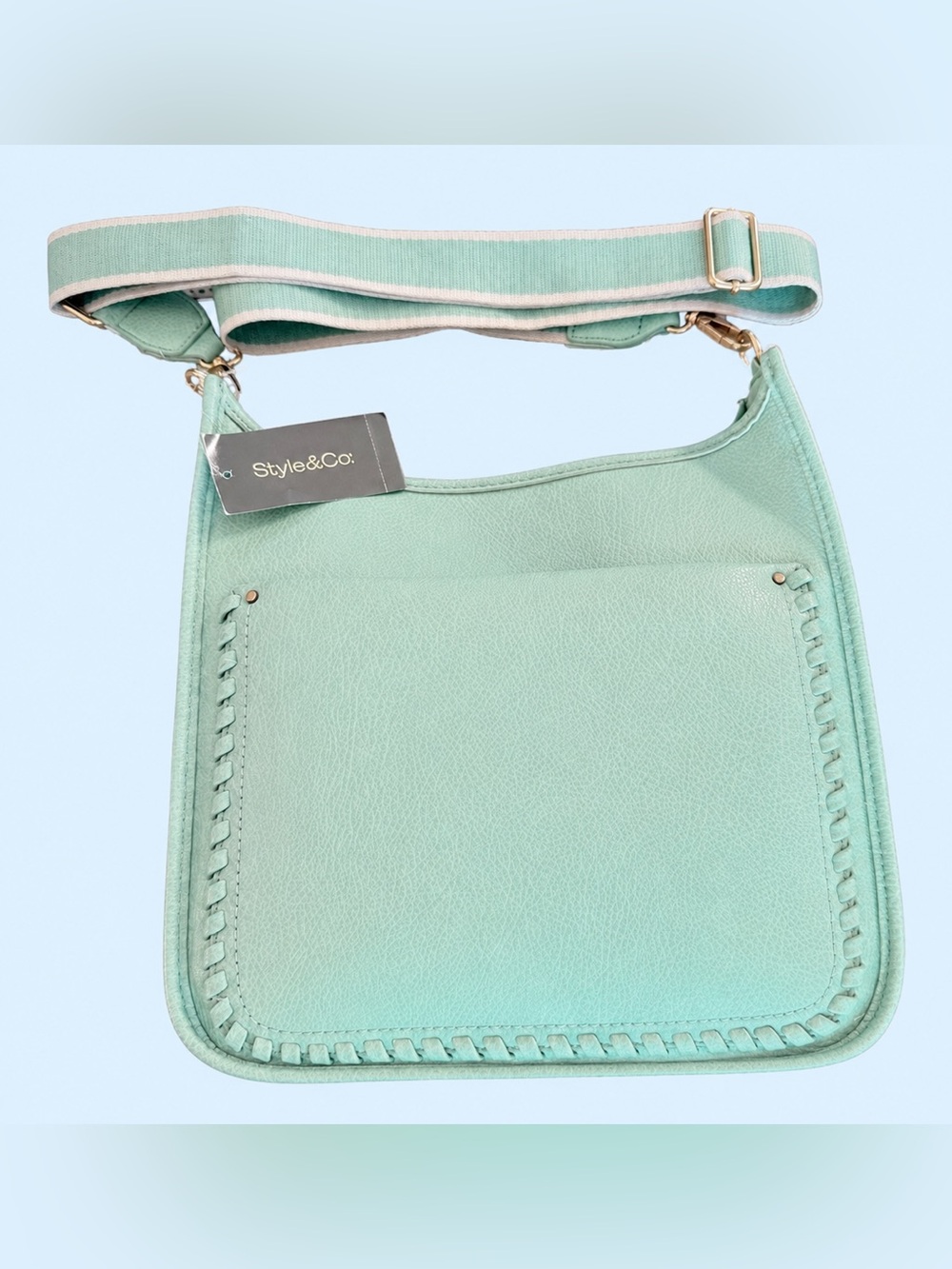 Style & Co. Whipstitch Medium Crossbody bag in a mint color